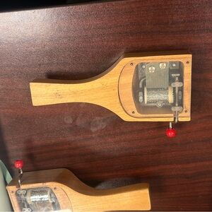 2 Vintage CREATIVE PLAYTHINGS Wooden Music Box with wind up handle Working